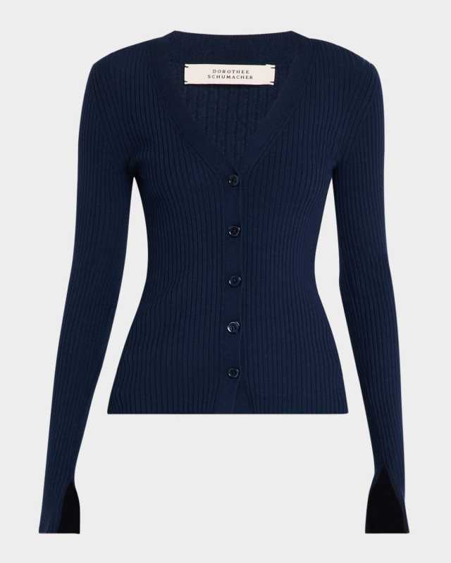 Essential Ease Ribbed Wool-Silk Cardigan